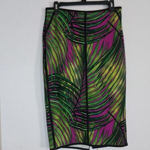 Worthington Green and Purple Leaf Skirt
